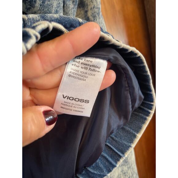 Vintage 2012 VIGOSS acid washed denim, puffer, jacket size medium - Picture 6 of 8